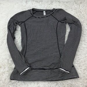 Lululemon Race Your Pace Long Sleeve Hyper Stripe Heathered Angel White Black